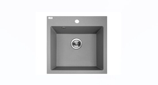 Laveo virtuves izlietne Alena 49x49x21.5cm ar sifonu, pelēka